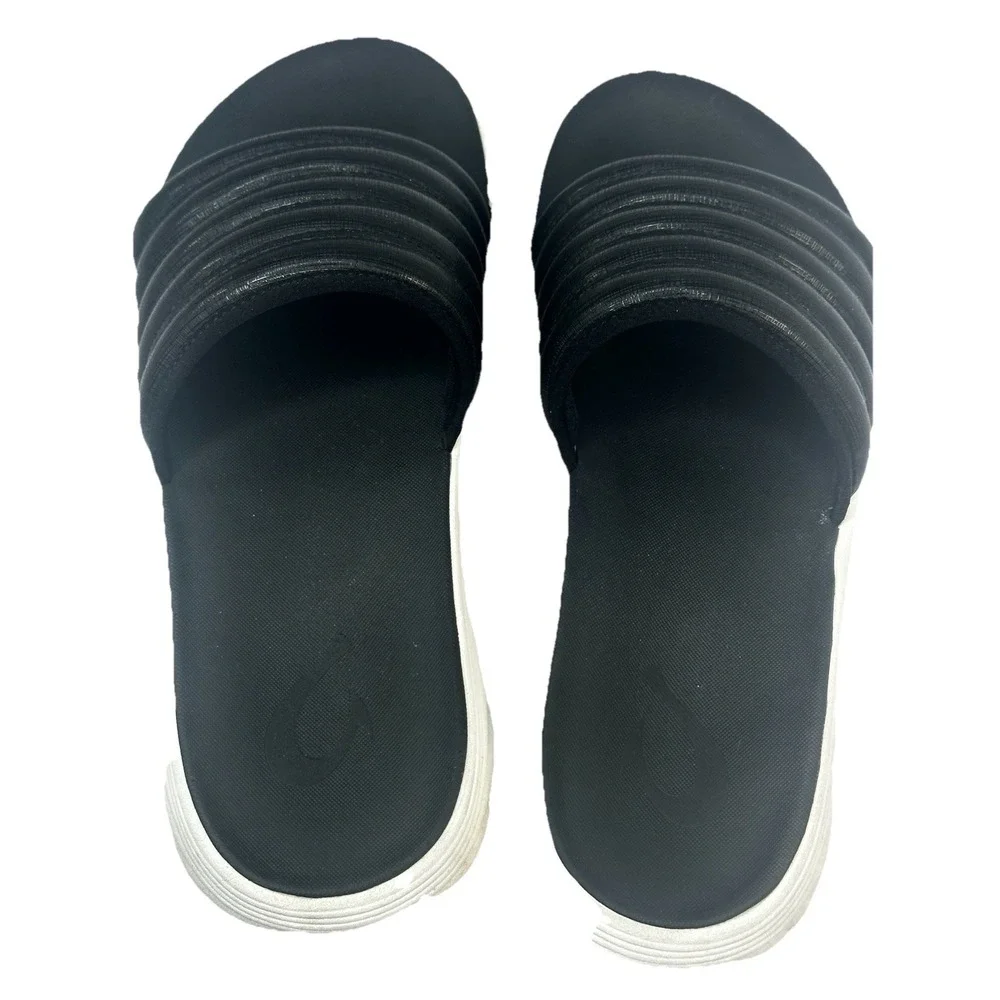 Olukai KOMO Slide Comfort Sandal Black/ White Men Sz 10